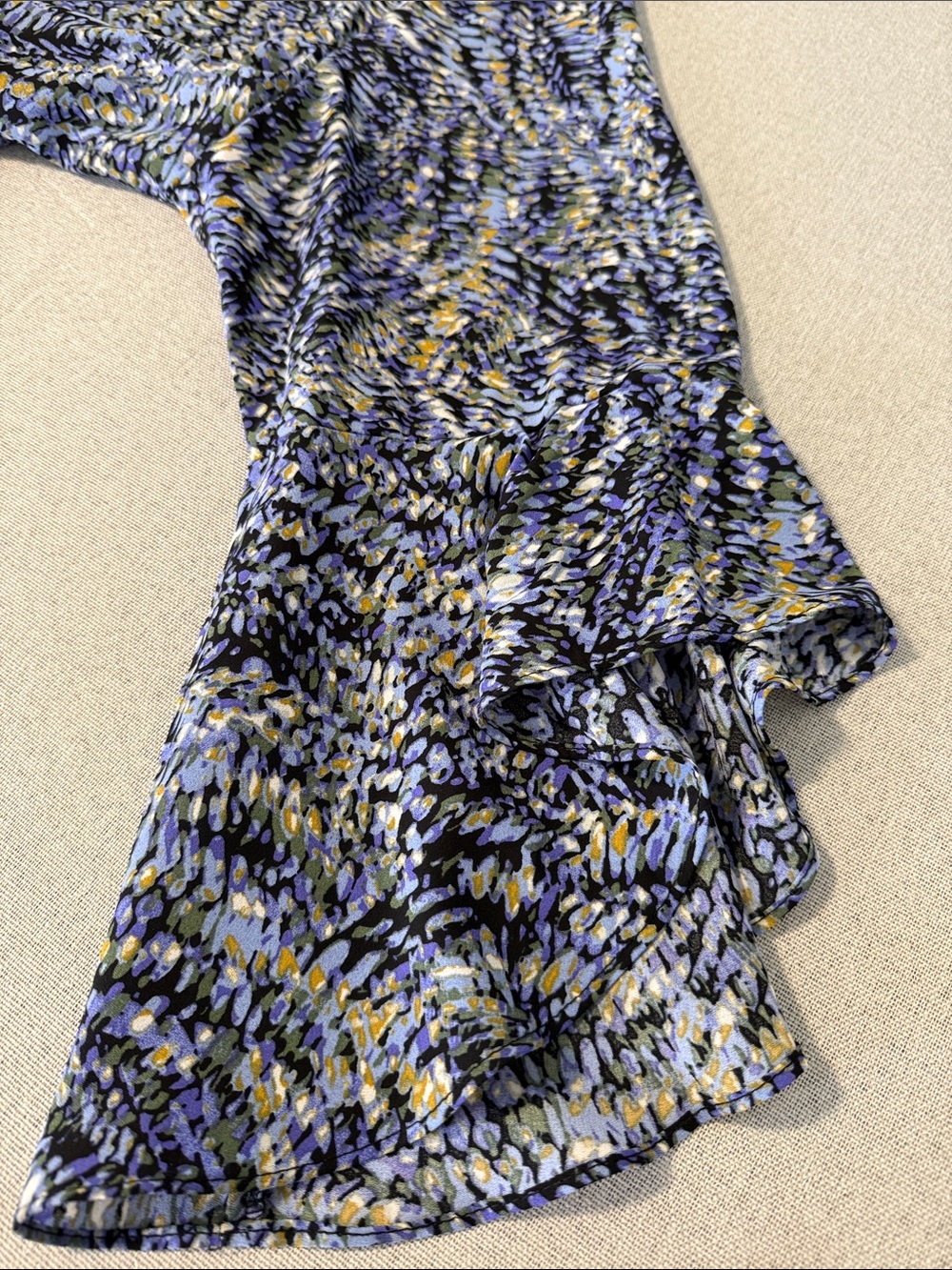 Kasper Women’s Blue Patterned Ruffle Sleeve Top SZXL - Picture 14 of 16